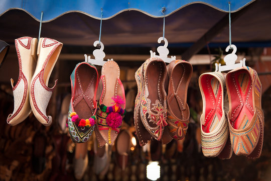 Colorful Shoes In An Indian Bazar