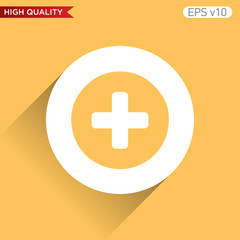 Obraz premium Colored icon or button of plus symbol with background