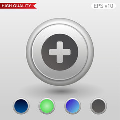 Fototapeta premium Colored icon or button of plus symbol with background