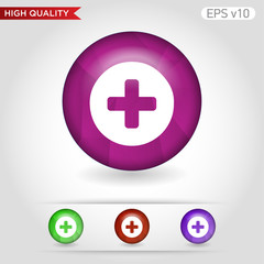 Obraz premium Colored icon or button of plus symbol with background