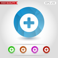 Obraz premium Colored icon or button of plus symbol with background