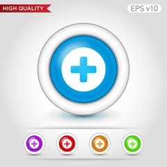 Colored icon of plus symbol with background
