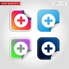Colored icon of plus symbol with background