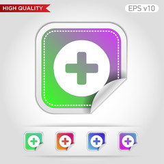Obraz premium Colored icon of plus symbol with background