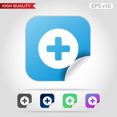 Colored icon of plus symbol with background