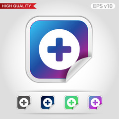 Colored icon of plus symbol with background