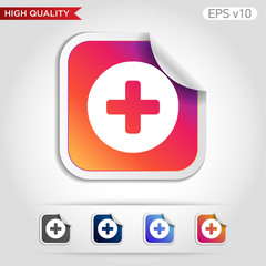 Colored icon of plus symbol with background