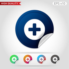 Colored icon of plus symbol with background