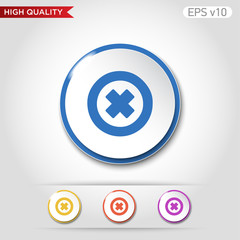 Colored icon of delete or cross symbol with background