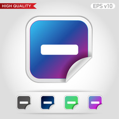 Colored icon or button of minus symbol with background