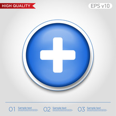 Fototapeta premium Colored icon or button of plus symbol with background