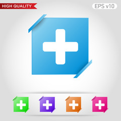 Obraz premium Colored icon or button of plus symbol with background