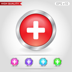 Obraz premium Colored icon or button of plus symbol with background