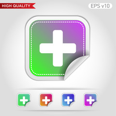 Fototapeta premium Colored icon or button of plus symbol with background