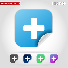 Fototapeta premium Colored icon or button of plus symbol with background