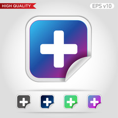 Fototapeta premium Colored icon or button of plus symbol with background