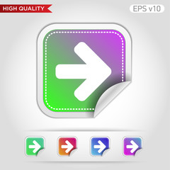 Colored icon or button of right arrow symbol with background