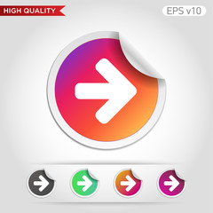Colored icon or button of right arrow symbol with background