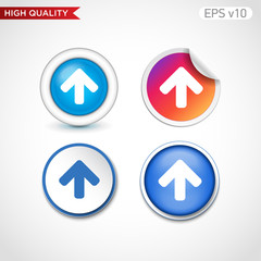 Colored icon or button of up arrow symbol with background