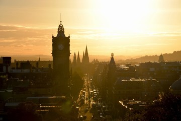 Scott Monument and Princes Street at Sunset