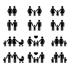 Vector gay family with children icons white