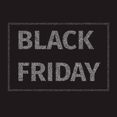Inscription "Black Friday!" executed in Dot work style. Vector illustration.