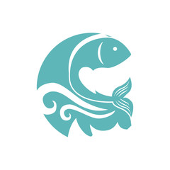 fish emblem  icon image vector illustration design 