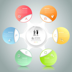 Abstract 3d infographic 6 options,  Business concept infographic