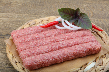 Raw sausages for grill