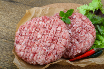 Raw burger cutlet
