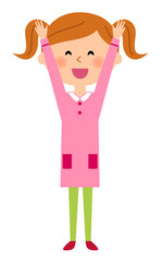 バンザイする女の子