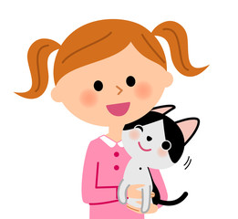 猫を抱く女の子