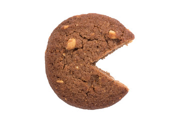 Pie Chart Icon made from cookie, isolated on white background.