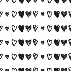 Doodle seamless pattern with hearts