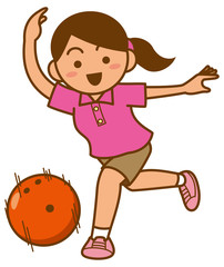 ボウリングをしている女性のイメージイラスト