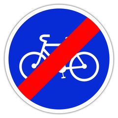 Panneau routier en France :fin de piste ou bande cyclable obligatoire et réservée aux cycles à deux ou trois roues
