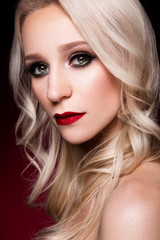 Fototapeta na wymiar Luxury woman portrait with perfect hair and make-up blonde