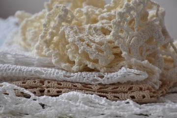 composition of knitted crochet handmade