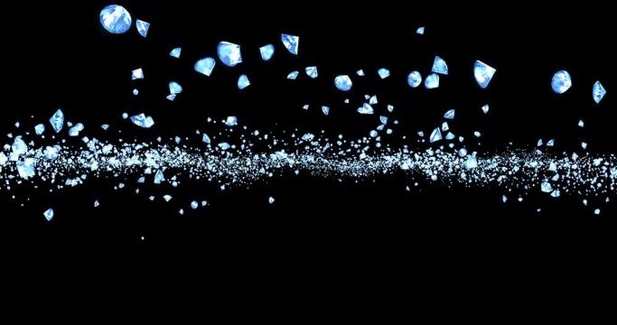 silver glitter sparkle diamonds particles flowing on black background, transition effect, glamour luxury holiday concept