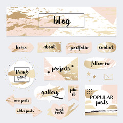 A set of blog design elements kit. Frames, dividers, decorative