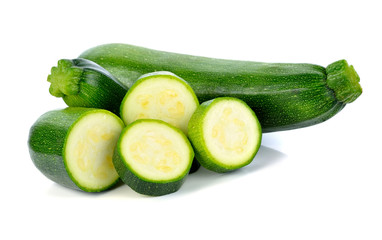 green zucchini vegetables isolated on white