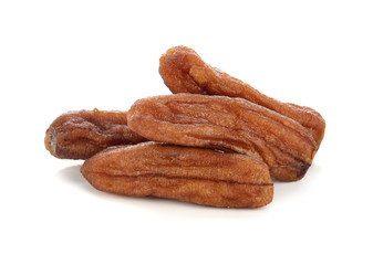 dried bananas (honey baked bananas) on white background, Thai pr