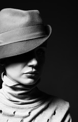 young beautiful woman in hat