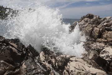 Waves on rocks