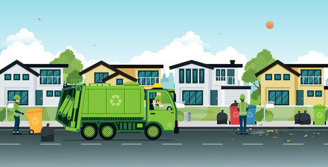 Obraz na płótnie Canvas Garbage truck that employs garbage in the streets.