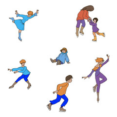 set of multi-colored of graphic shapes skaters