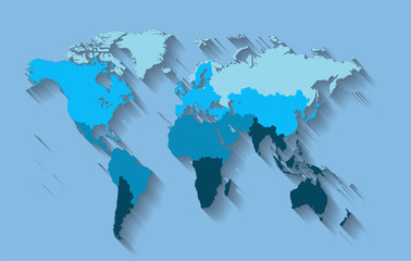 World map with countries blue 