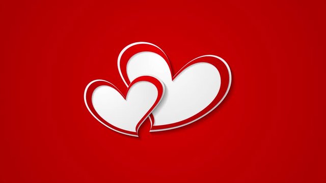 Two red beautiful hearts abstract motion design