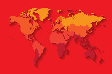 World map with countries red
