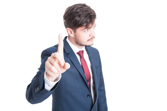 Business Man Standing Showing Wait Gesture